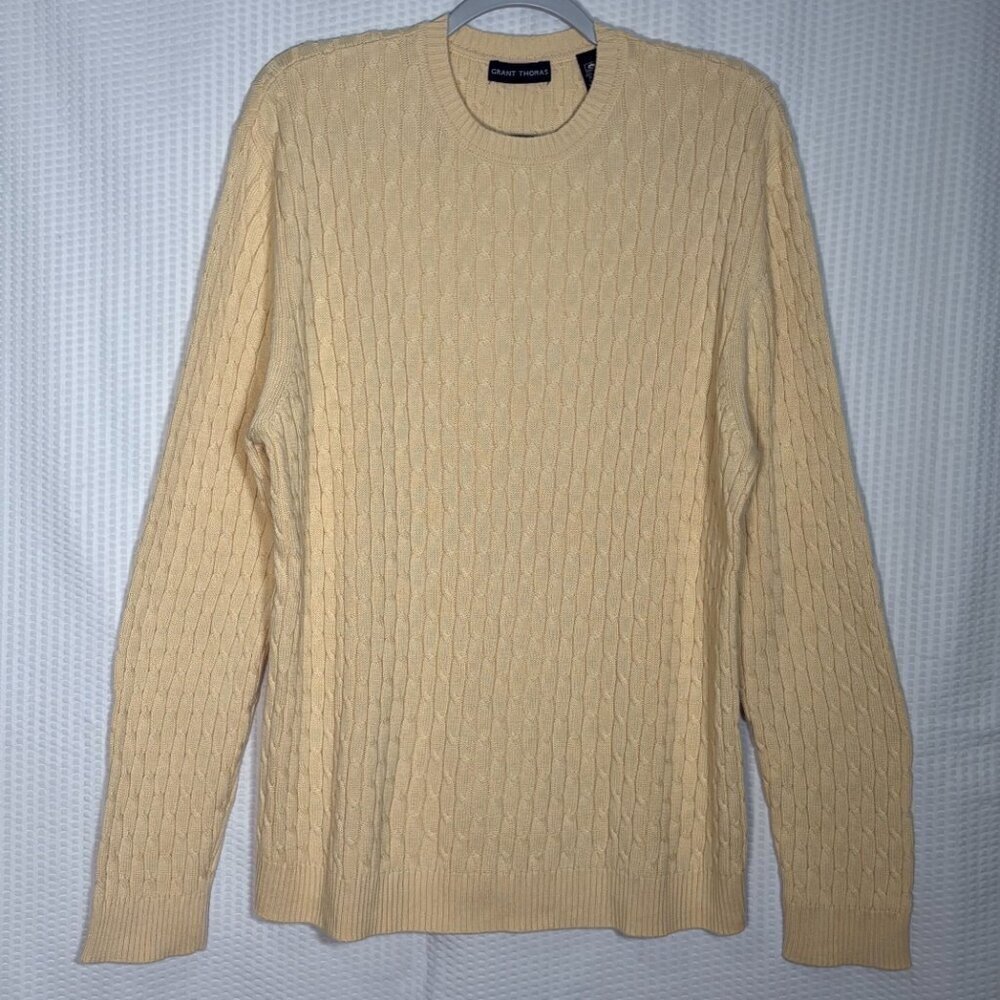 Grant Thomas Mens XL Cable Knit Old Money Sweater Tennis Preppy Academia Layers - Picture 2 of 6